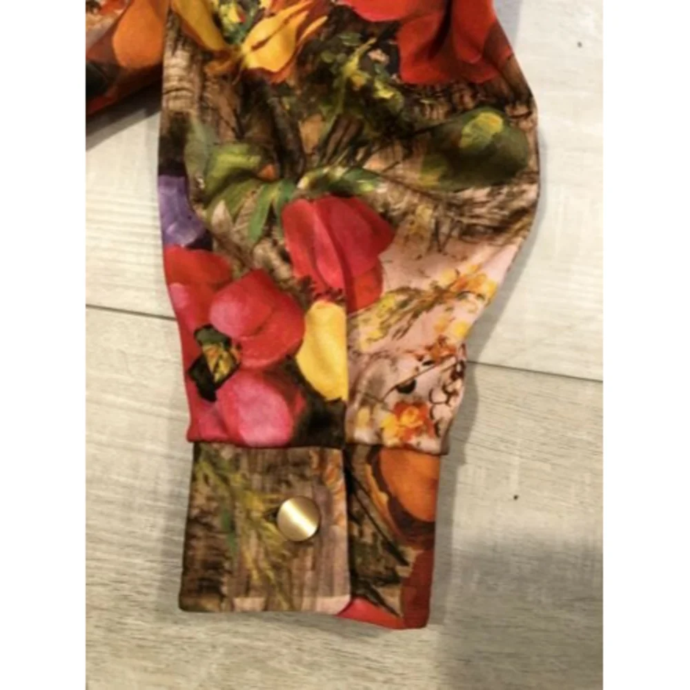 Vintage Handmade 1970s Bohemian Floral Print Long Sleeve Maxi Dress Hippie L - Picture 5 of 9